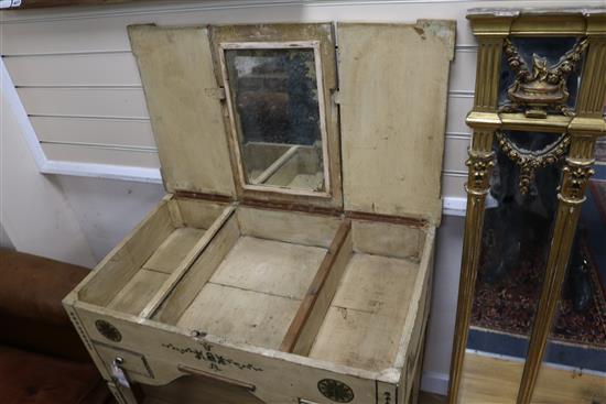 A French painted dressing table, 19th century W.81cm